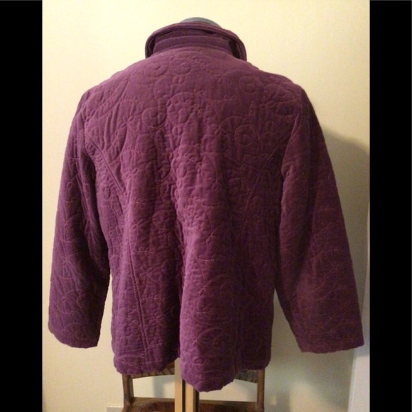 Plus Denim & Co Maroon Zippered Quilted Jacket - Picture 2 of 4